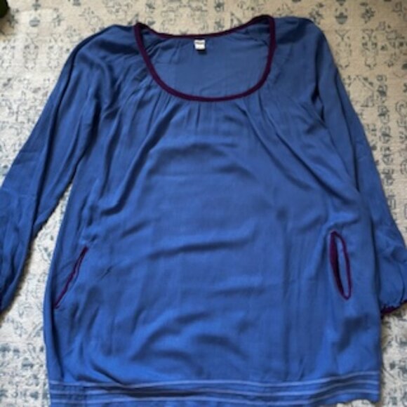 🧡3/15 Roxy Blue Purple Swim Cover Up Two Pockets Women's L - Picture 1 of 13